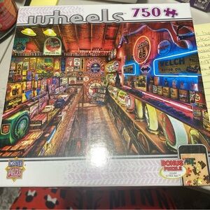 Wheels 750-Piece Puzzle - Colorful Vintage Garage New